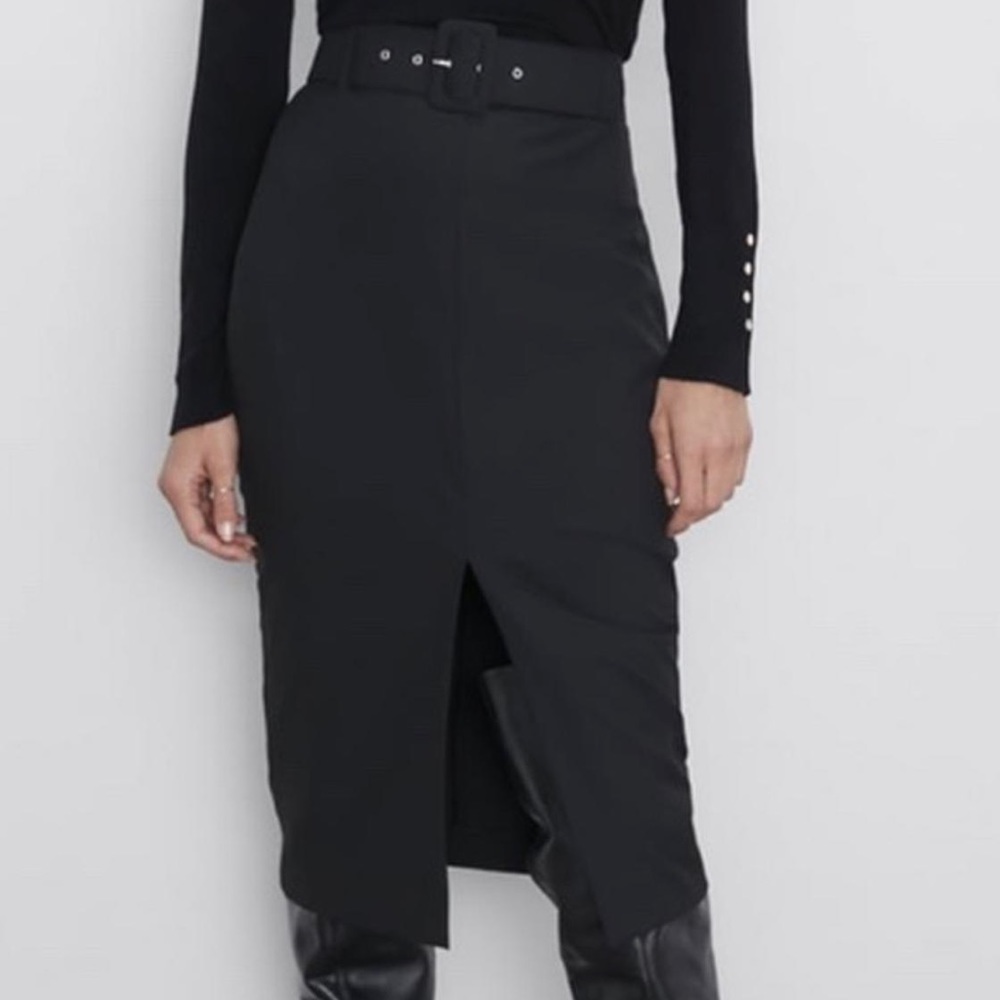 NWOT Zara Belted pencil skirt, L